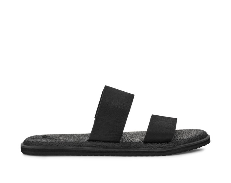 Sanuk Yoga Gora Leather Women\'s Flip Flops Black | Canada 8TCE